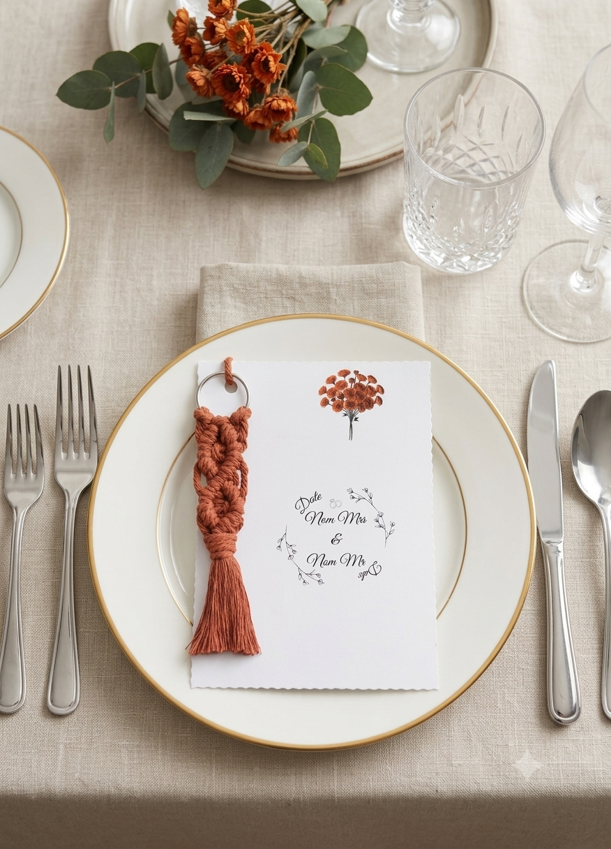 Carte Invités Mariage Personnalisée - Porte-clés avec design floral