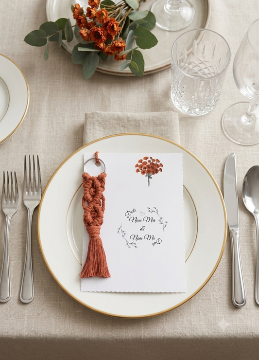 Carte Invités Mariage Personnalisée - Porte-clés avec design floral